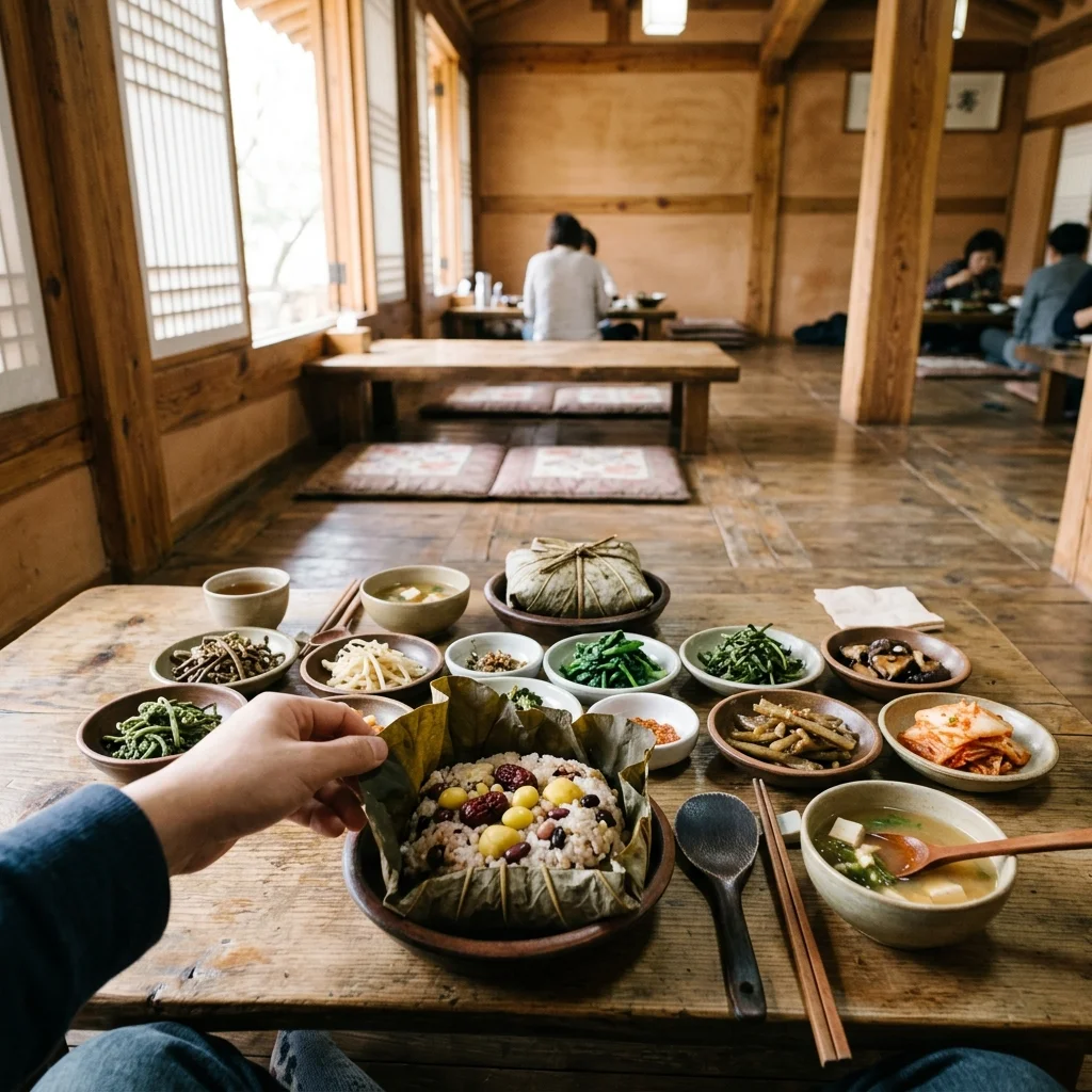Authentic Korean Temple Food Table Setting